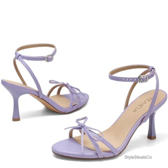 Amazon.com | XYD Women Women\'s Kitten Heel Sandals with Bow Ankle Strap Dress Shoes